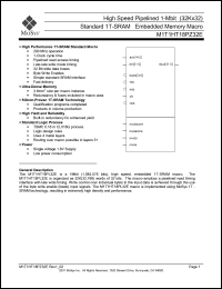 M1T1HT18PZ32E datasheet: High speed pipelined 1-Mbit (32Kx32) standard 1T-SRAM memory macro M1T1HT18PZ32E