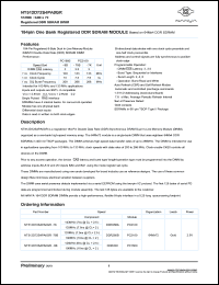 NT512D72S4PA0GR-7K datasheet: 256Mb: 64Mx72; unbuffered DDR SDRAM module based on 64Mx4 DDR SDRAM NT512D72S4PA0GR-7K