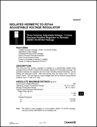 OM7602ST datasheet: 15V three terminal, adjustable voltage, 1.5Amp precision positive regulator OM7602ST
