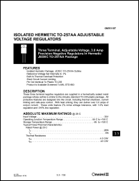 OM7611ST datasheet: Three terminal, adjustable voltage, 3.0Amp precision negative regulator OM7611ST