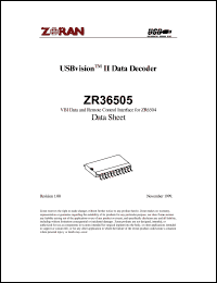ZR36505 datasheet: Video & audio interface solution via USB ZR36505