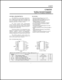 GM6535 datasheet: 2.5-5.5 V, 60 MHz universal programmable dual PLL frequency synthesizer GM6535