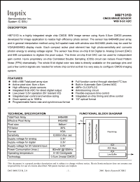 HB7131D datasheet: 3.3 V , 15 MHz, CMOS image sensor with 8-bit ADC HB7131D