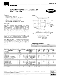 AM42-0039 datasheet: 6.4-7.025 GHz, GaAs MMIC VSAT power amplifier 2.0W AM42-0039