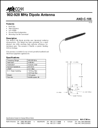 AND-C-108 datasheet: Frequency 902-928 MHz, dipole antenna for PCN AND-C-108