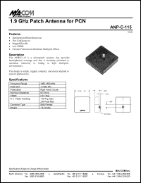 ANP-C-115 datasheet: Frequency 1850-1990 MHz, patch antenna for PCN ANP-C-115