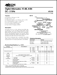 AT-210TR datasheet: DC-2 GHz, 15dB, digital attenuator, 4-Bit AT-210TR