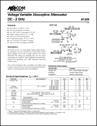 AT-259 datasheet: DC-2 GHz, voltage variable absorptive attenuator AT-259