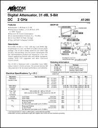 AT-260 datasheet: DC-2 GHz, 31 dB, 5-Bit digital attenuator AT-260