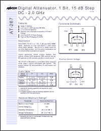 AT-267TR-3000 datasheet: DC-2 GHz, 15 dB step, 1-Bit digital attenuator AT-267TR-3000