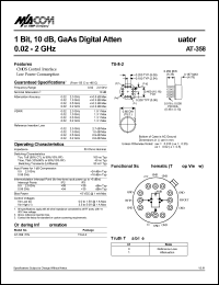 AT-358 datasheet: 0.02-2 GHz, 10 dB , 1-Bit GaAs digital attenuator AT-358