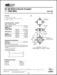 CH-132BNC datasheet: 1-1000 MHz, 20 dB Bi-directional coupler CH-132BNC