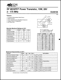 DU2810S datasheet: 2-175 MHz, 10W, 28V, RF MOSFET power transistor DU2810S