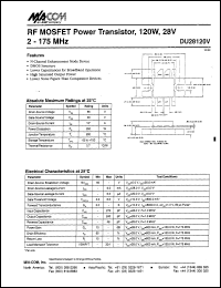 DU28120V datasheet: 2-175 MHz, 120W, 28V, RF MOSFET power transistor DU28120V