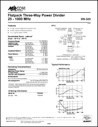 DS-323 datasheet: 25-1000 MHz, flatpack three-way power divider DS-323