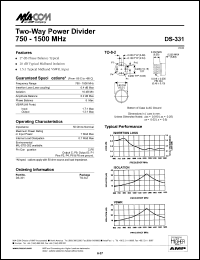 DS-331 datasheet: 750-1500 MHz, two-way power divider DS-331