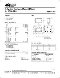 ESMD-169TR datasheet: 1-3500 MHz, surface mount mixer, RF power 50mW ESMD-169TR