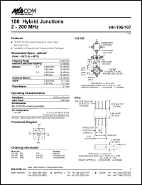 HH-107BNC datasheet: 2-200 MHz,180 hybrid lunction HH-107BNC