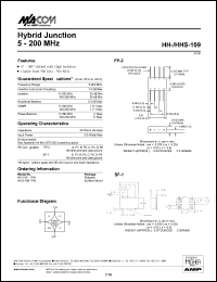 HHS-109 datasheet: 5-200 MHz, hybrid lunction HHS-109