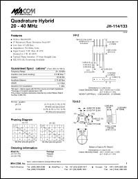 JH-133 datasheet: 20-40 MHz,  quadrature hybrid JH-133