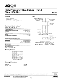 JH-140 datasheet: 500-1000 MHz, high-frequency quadrature hybrid JH-140
