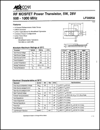 LF2805A datasheet: 500-1000 MHz, RF MOSFET power transistor, 5W, 28V LF2805A