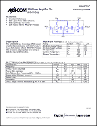 MA08509D datasheet: 8-11 GHz, 10 W, power amplifier die MA08509D