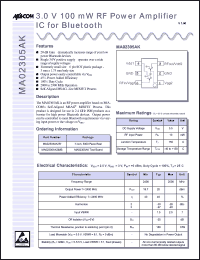 MA02305AK-SMB datasheet: 2000-2900 MHz, 3V, 100mW RF power amplifier IC for bluetooth MA02305AK-SMB