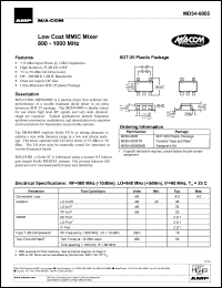 MD54-0005TR datasheet: 800-1000 MHz, MMIC medium level mixer MD54-0005TR