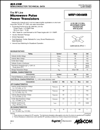 MRF1004MB datasheet: 4 W, microwave power transistor NPN silicon MRF1004MB