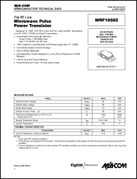 MRF10502 datasheet: 500 W, microwave power transistor NPN silicon MRF10502