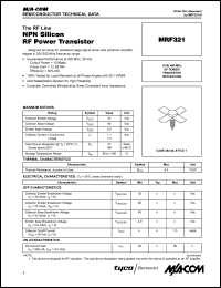 MRF321 datasheet: 10 W, 400 MHz, RF power transistor NPN silicon MRF321