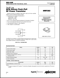 MRF392 datasheet: 125 W, 30-500 MHz, RF power transistor NPN silicon MRF392