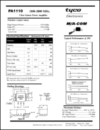 PA1110 datasheet: 1800-2000 MHz, ultra linear power amplifier PA1110