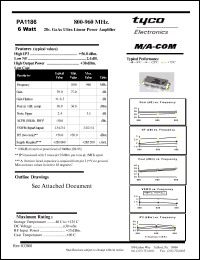 PA1186 datasheet: 800-960 MHz, 28 V GaAs linear power amplifier PA1186