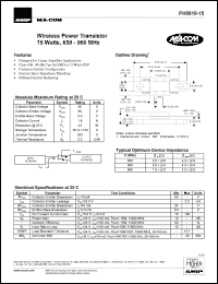 PH0810-15 datasheet: 850-960 MHz, 15 W, wireless power transistor PH0810-15