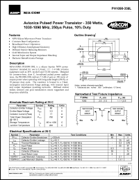 PH1090-350L datasheet: 1030-1090 MHz,350 W, 250 ms pulse,avionic pulsed power transistor PH1090-350L