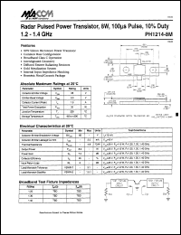 PH1214-8M datasheet: 1200-1400 MHz,8 W, 100 ms pulse,radar pulsed power transistor PH1214-8M