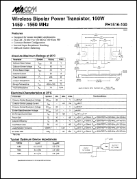 PH1516-100 datasheet: 1450-1550 MHz,100 W,  wireless bipolar power transistor PH1516-100