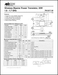 PH1617-30 datasheet: 1600-1700 MHz,30 W,  wireless bipolar power transistor PH1617-30