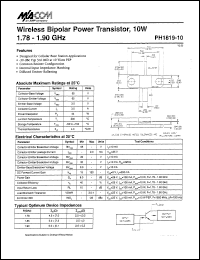 PH1819-10 datasheet: 1780-1900 MHz,10 W,  wireless bipolar power transistor PH1819-10