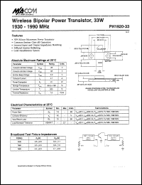 PH1920-33 datasheet: 1930-1990 MHz,33 W,  wireless bipolar power transistor PH1920-33