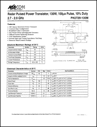 PH2729-130M datasheet: 2700-2900 MHz, 130 W,100 ms, radar pulsed power transistor PH2729-130M