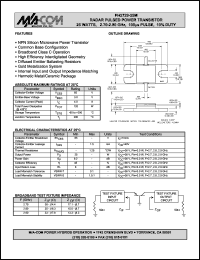 PH2729-25M datasheet: 2700-2900 MHz, 25 W,100 ms, radar pulsed power transistor PH2729-25M