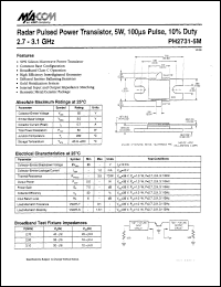 PH2731-5M datasheet: 2700-3100 MHz, 5 W,100 ms, radar pulsed power transistor PH2731-5M