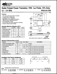 PH3134-75S datasheet: 3100-3400 MHz, 75 W, 1 ms, radar pulsed power transistor PH3134-75S