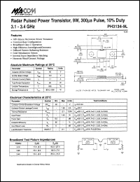 PH3134-9L datasheet: 3100-3400 MHz, 9 W, 300 ms, radar pulsed power transistor PH3134-9L
