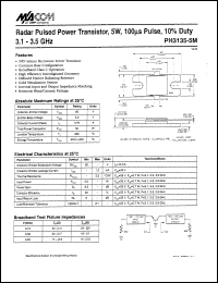 PH3135-5M datasheet: 3100-3500 MHz, 5 W, 100 ms, radar pulsed power transistor PH3135-5M