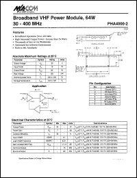 PHA4000-2 datasheet: 30-400 MHz, 64 W,  broadband VHF power module PHA4000-2