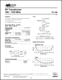 TP-108 datasheet: 350-1125 MHz, RF  transformer TP-108